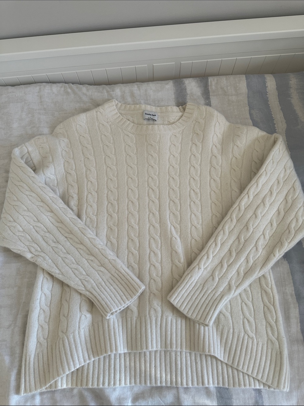 Aritzia Cream Cable Knit Crewneck Sweater